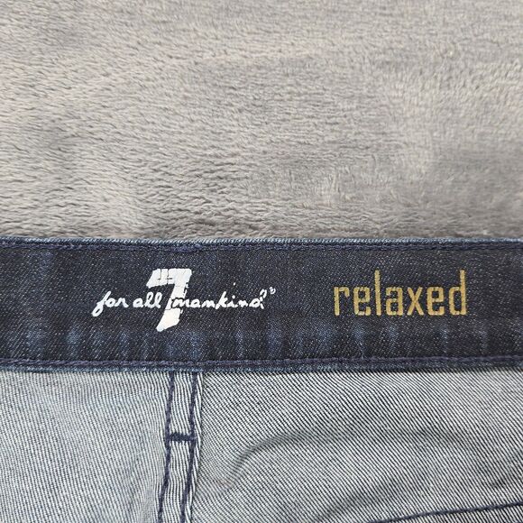 7 For All Mankind Jeans Mens 40x32 Blue Indigo Relaxed Straight USA Denim - Picture 5 of 10